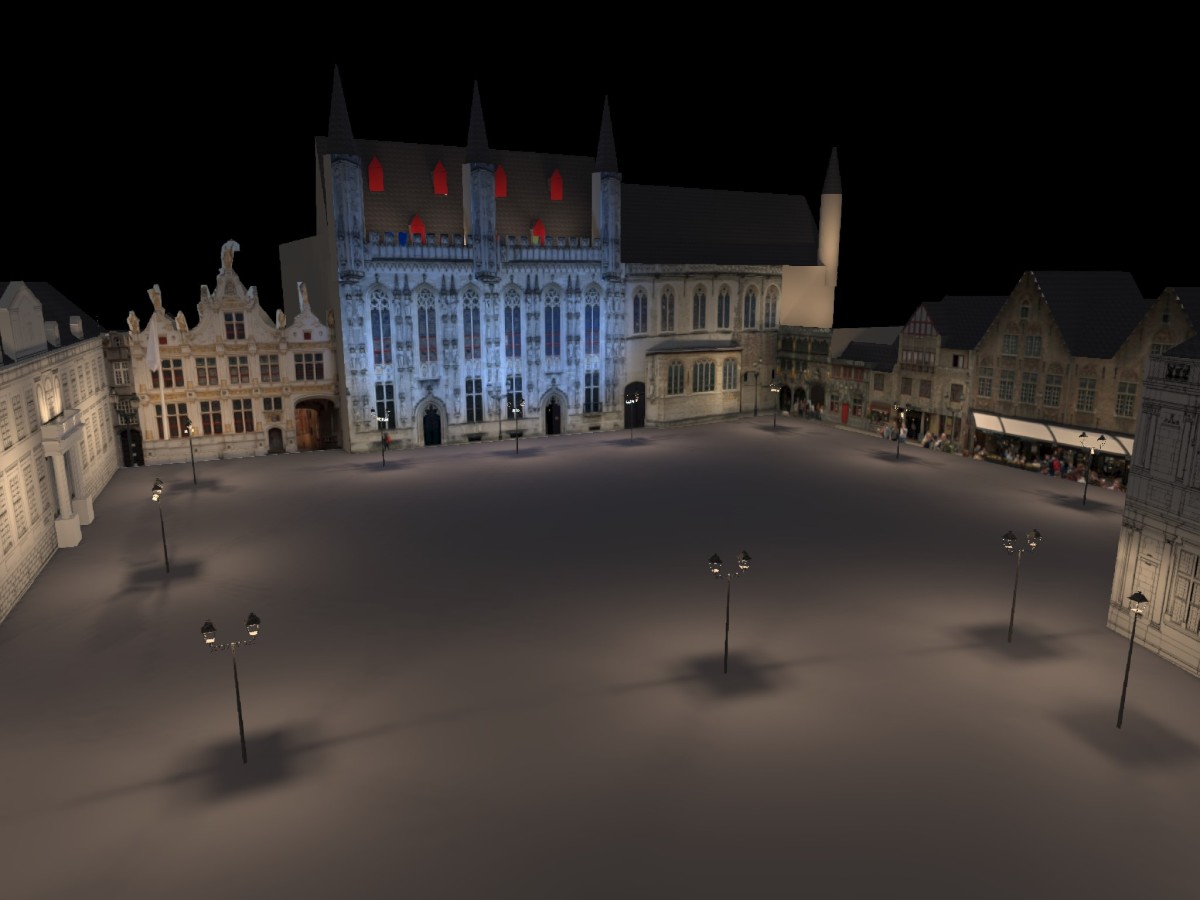 De Burg van Brugge aangelicht met RGBW-techniek